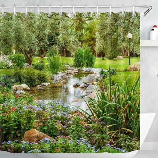 Park Stream / Pond Shower Curtain - Clover Online