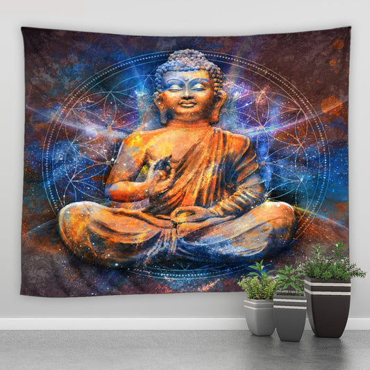 Multicoloured Zen Buddha Style Garden Tapestry - Clover Online