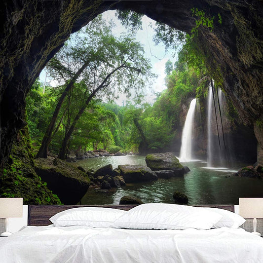 Mountain Cave With Waterfall Garden Tapestry - Clover Online