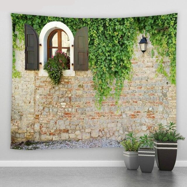 Rustic Wall and Window Garden Tapestry - Clover Online