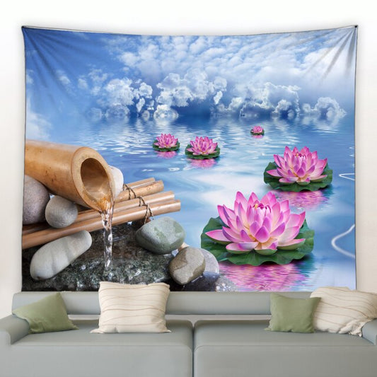 Zen Lotus Flower Garden Tapestry - Clover Online