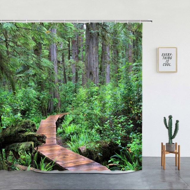 Leaf Shower Curtain, Nature Jungle Forest Rainforest Inspired