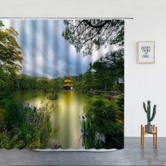 Japanese Pond Garden Shower Curtain - Clover Online