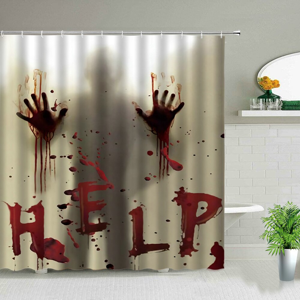 Blood Handprints Help Halloween Shower Curtain - Clover Online