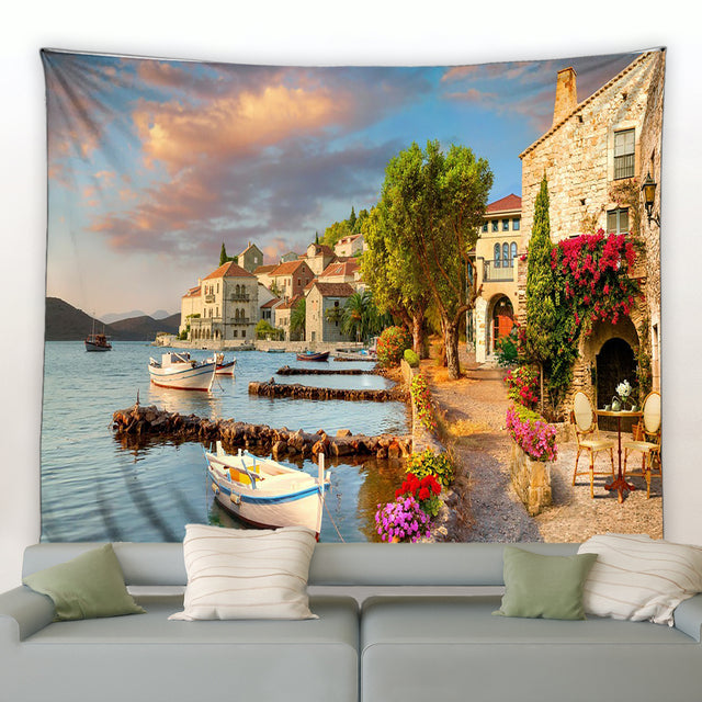 Mediterranean Harbour Style Garden Tapestry - Clover Online