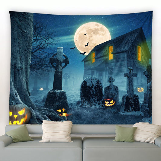 Halloween Spooky Graveyard Garden Tapestry - Clover Online