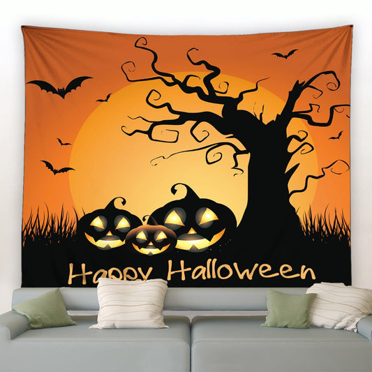Happy Halloween Pumpkins And Tree Garden Tapestry - Clover Online