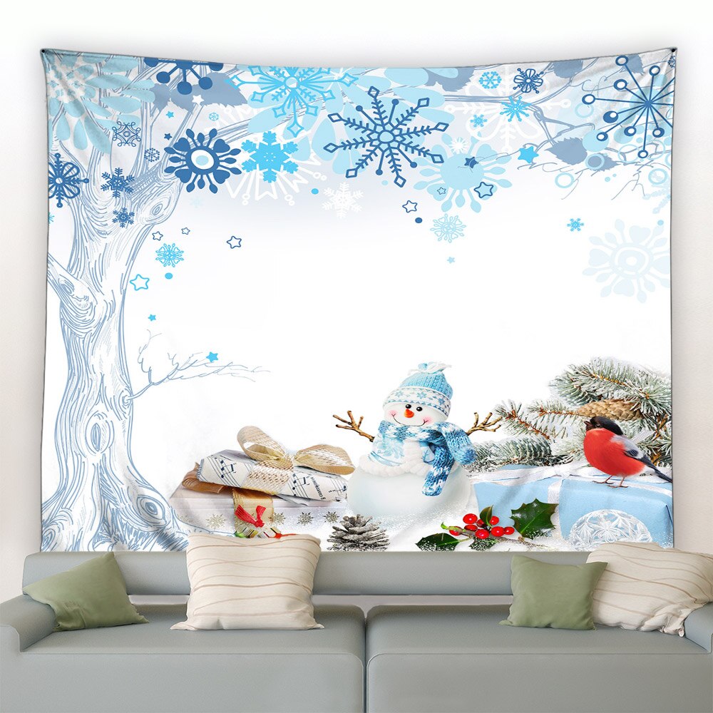 Silver And Blue Snowman Christmas Garden Tapestry - Clover Online