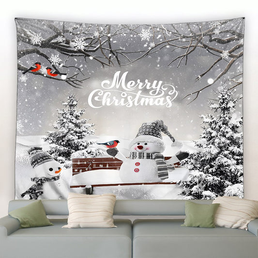 Forest Snowmen And Bench Christmas Garden Tapestry - Clover Online