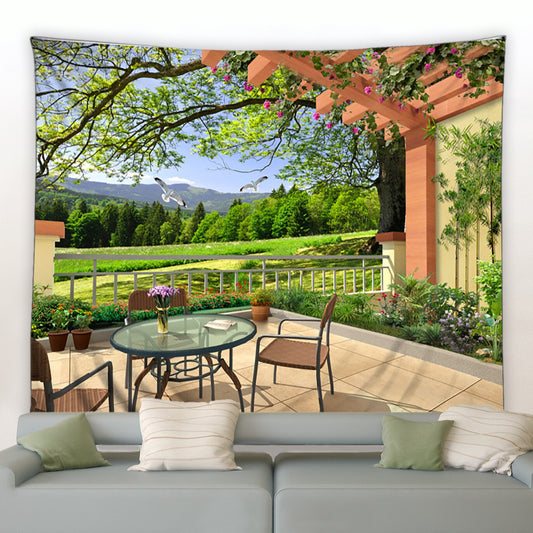 Country Garden With A View Garden Tapestry - Clover Online