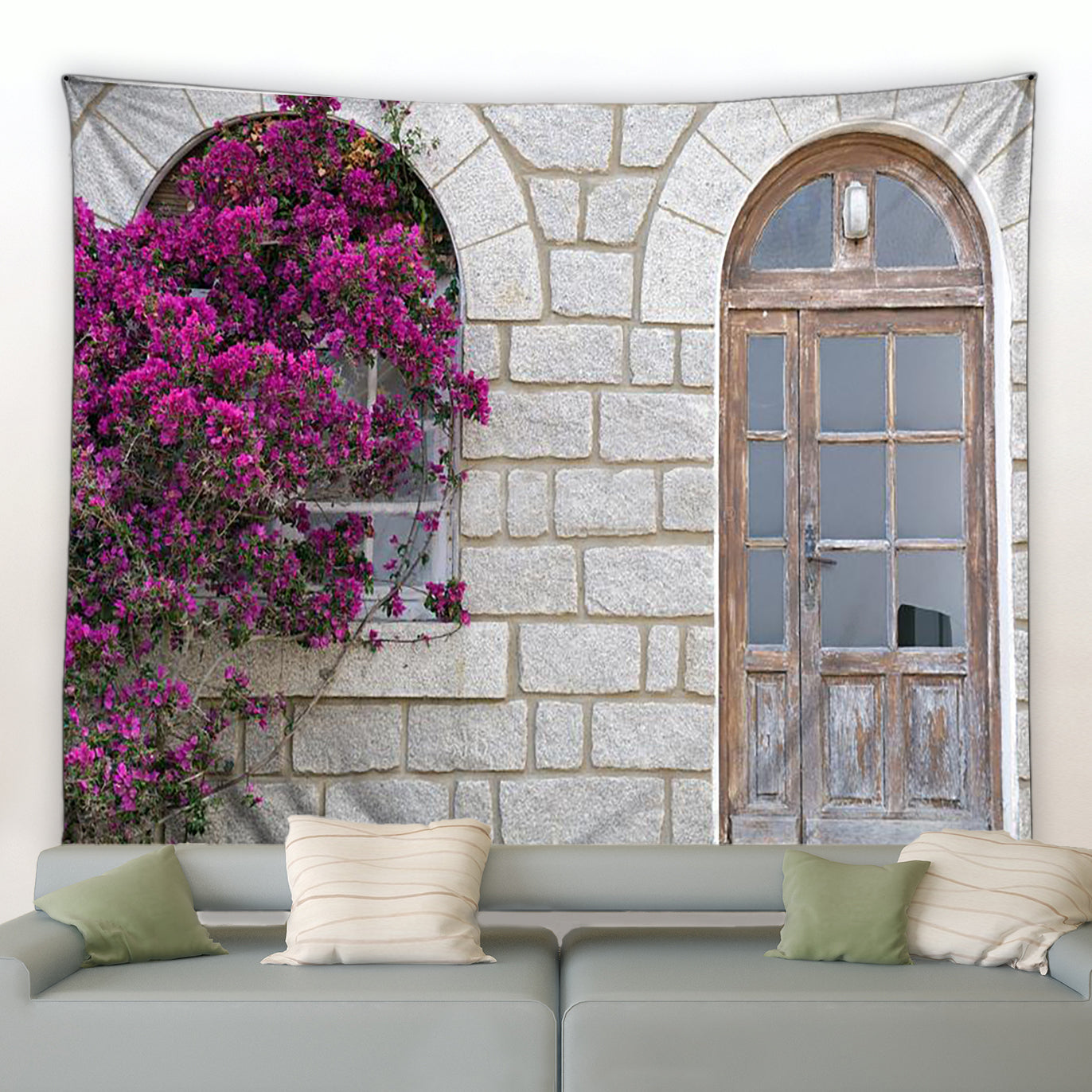 Stone Building With Window And Door Garden Tapestry - Clover Online