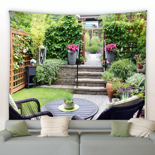 Peaceful Courtyard Garden Tapestry - Clover Online