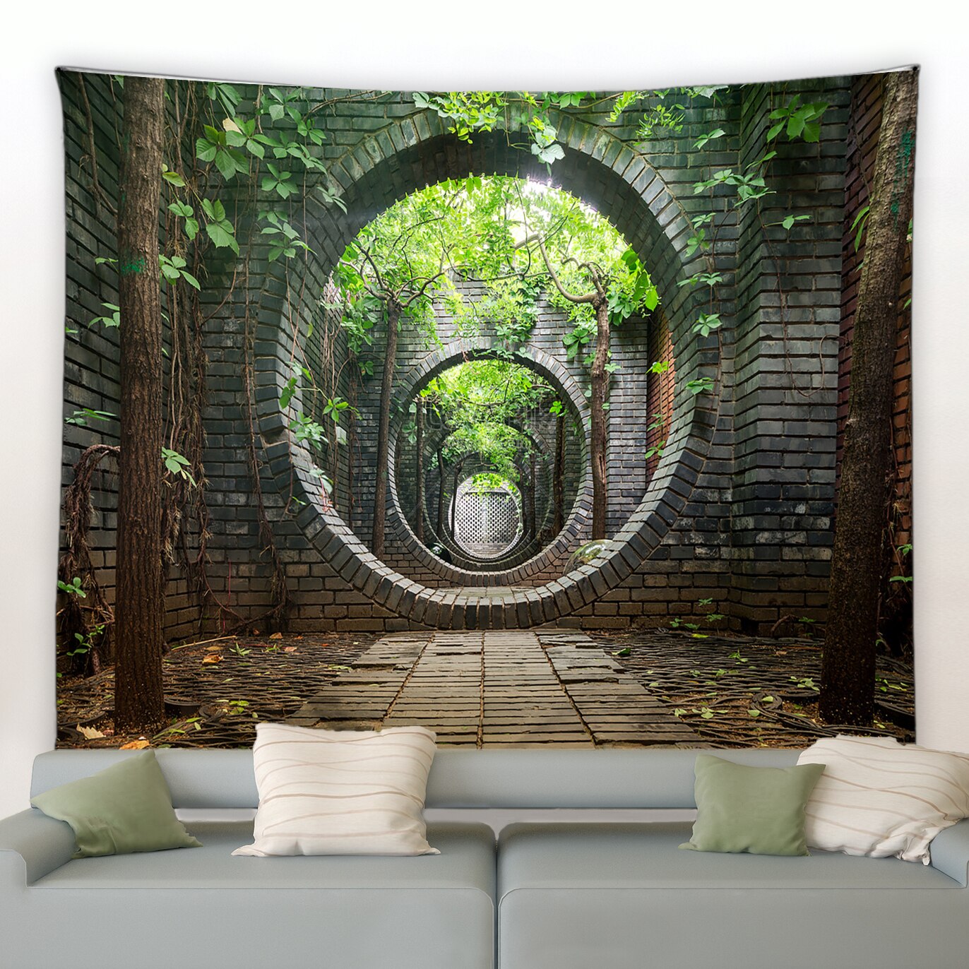 Brick Moongate Tunnel Garden Tapestry - Clover Online