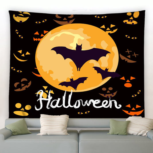 Halloween Sign With Moon And Bats Garden Tapestry - Clover Online