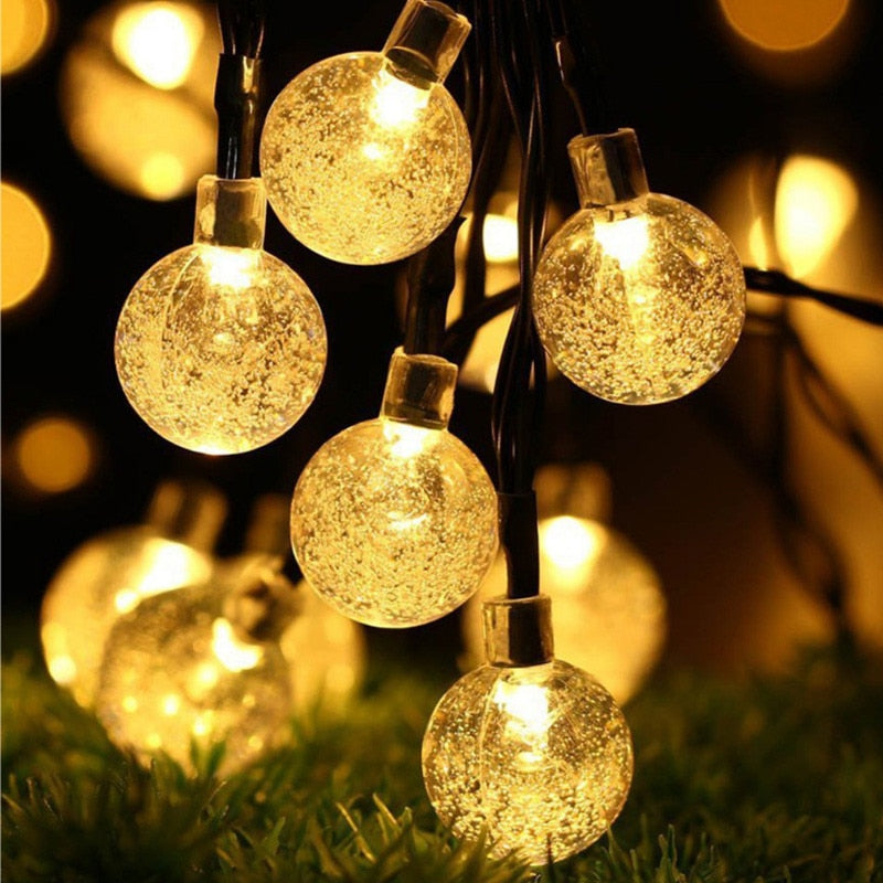 Crystal Ball Solar LED Garden String Lights - Clover Online
