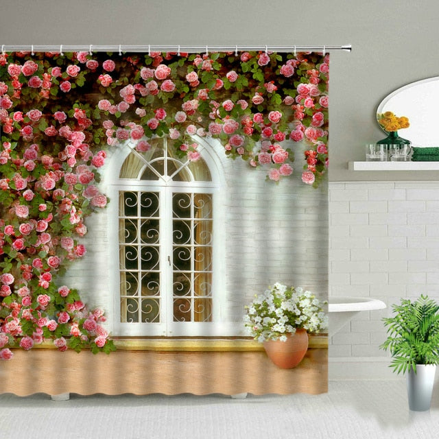 Single White Window With Climbing Roses Shower Curtain - Clover Online