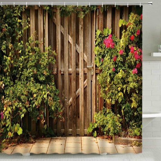 Garden Gate With Roses Shower Curtain - Clover Online