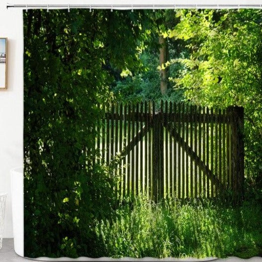 Wooden Gate Shower Curtain - Clover Online