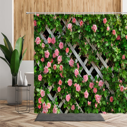 Trellis Fence With Roses Shower Curtain - Clover Online