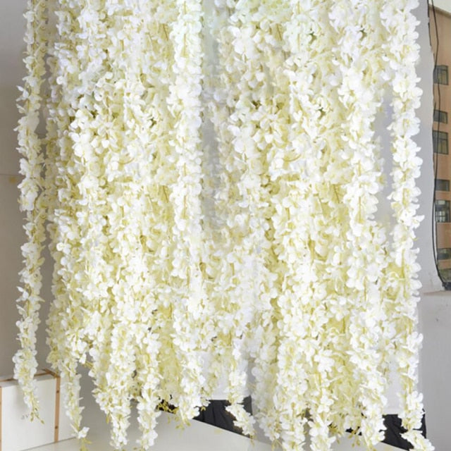 20 x Artificial Wisteria Strands with White or Cream Flowers - Clover Online