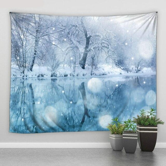 Frozen Winter Lake Garden Tapestry - Clover Online