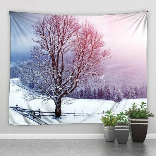 Tree Red Sky Winter Garden Tapestry - Clover Online