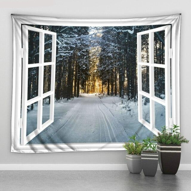 Window To Forest Road Garden Tapestry - Clover Online
