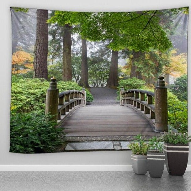 Wooden Bridge Garden Tapestry - Clover Online