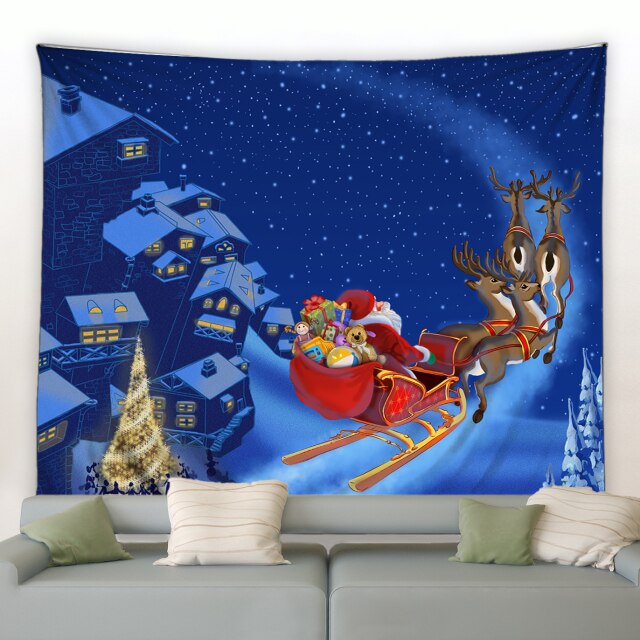 Santa Flying Sleigh Garden Tapestry - Clover Online