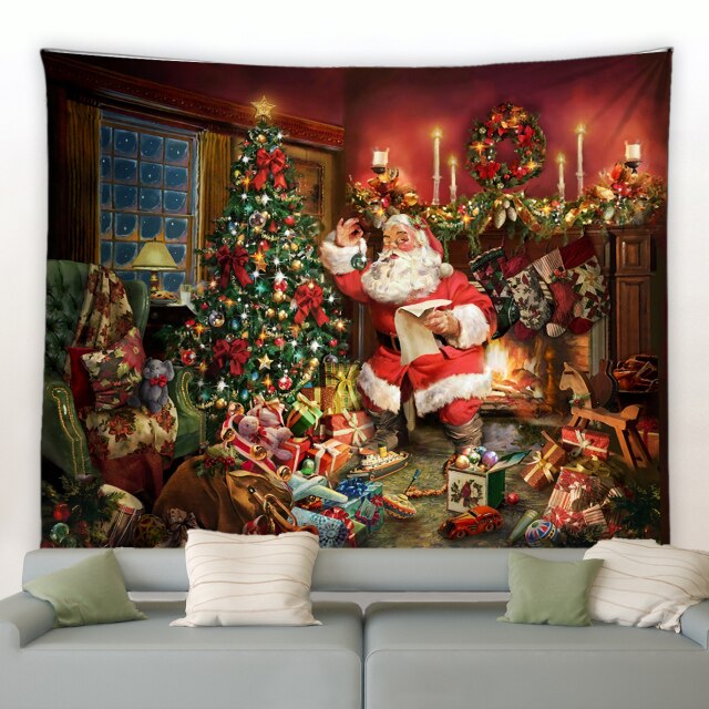 Santa Delivering Presents Garden Tapestry - Clover Online