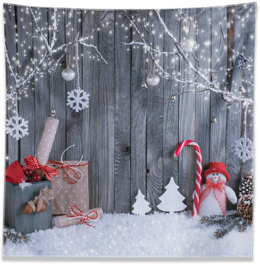 Grey Snowy Wooden Style Garden Tapestry - Clover Online