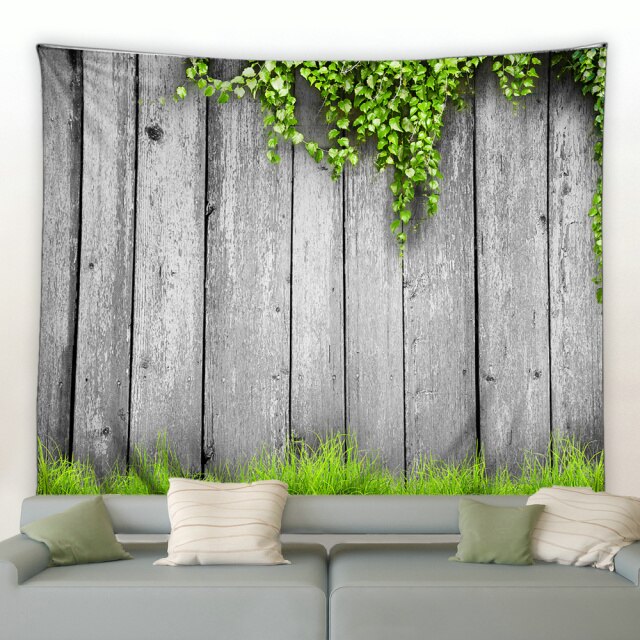 Grey Wooden Fence Garden Tapestry - Clover Online