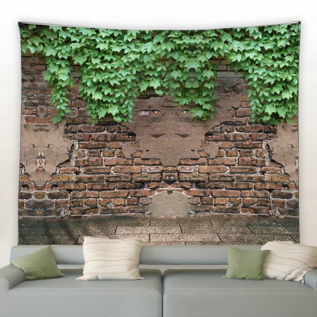 Rustic Brick Wall Garden Tapestry - Clover Online