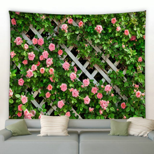 Trellis With Roses Garden Tapestry - Clover Online