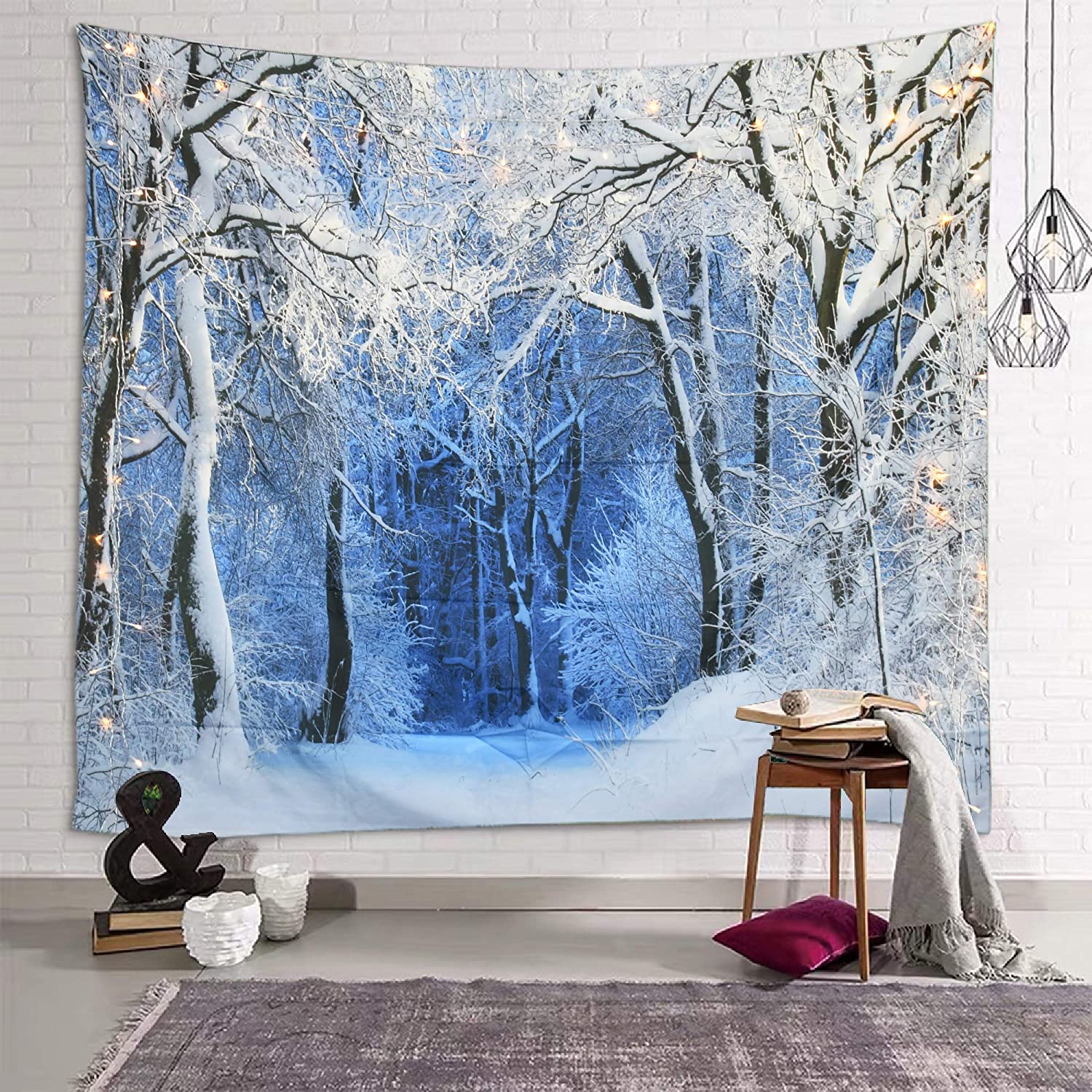 Icy Winter Woodland Garden Tapestry - Clover Online