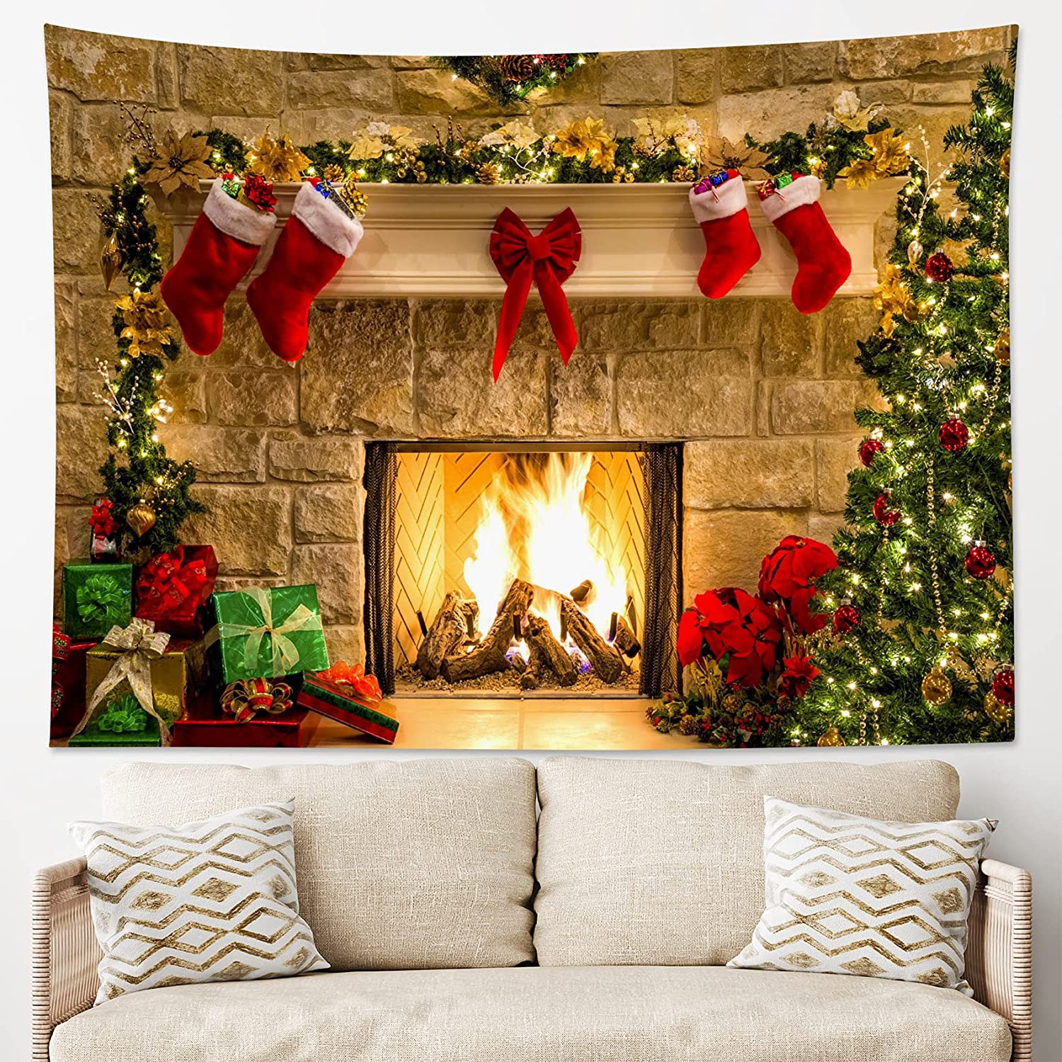 Fireplace with Stockings Christmas Tapestry - Clover Online
