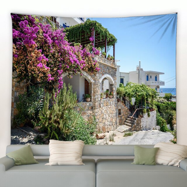 Mediterranean Villa Garden Tapestry - Clover Online