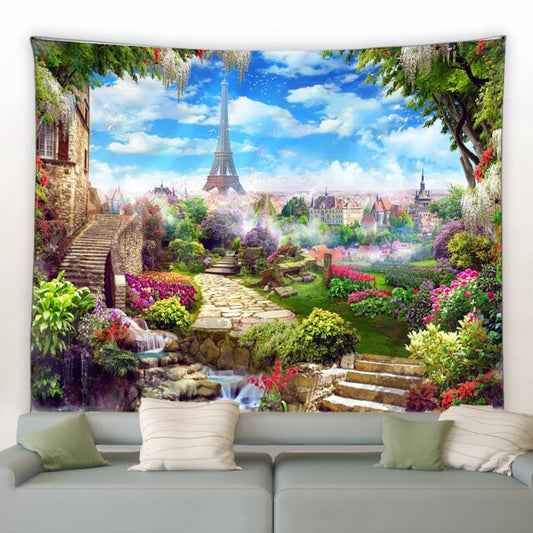 Eiffel Tower View Garden Tapestry - Clover Online