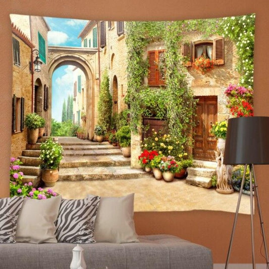 Mediteranean Street And Arch Garden Tapestry - Clover Online