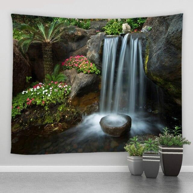 Natural Scenery Waterfall Garden Tapestry - Clover Online