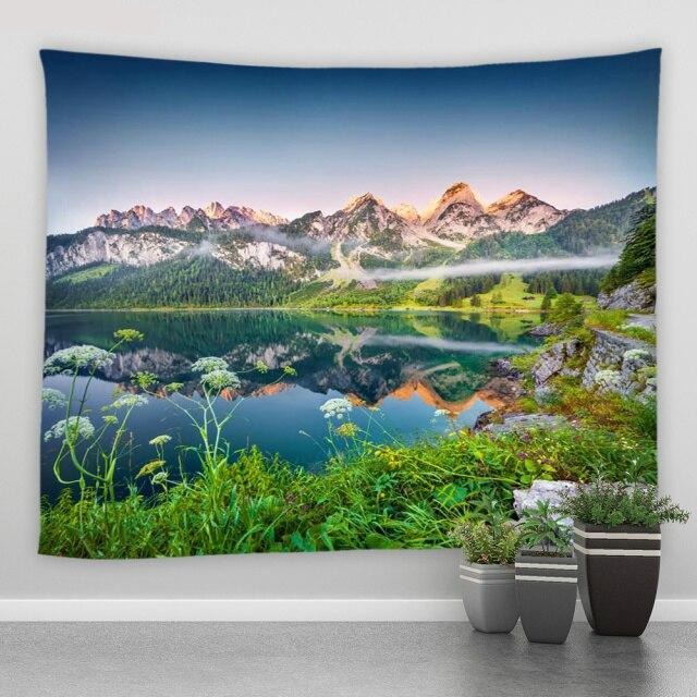 Lake With Mountain View Garden Tapestry - Clover Online
