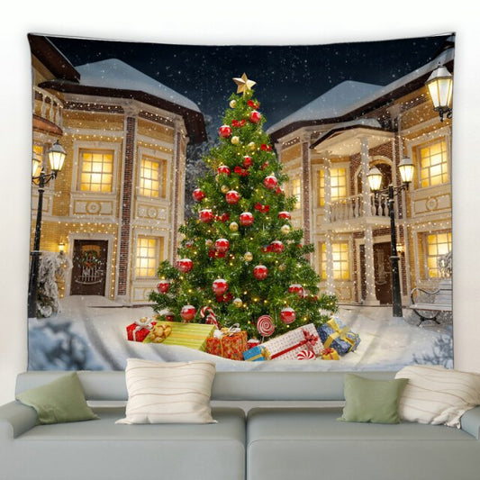 Outdoor Snowy Christmas Tree Tapestry - Clover Online