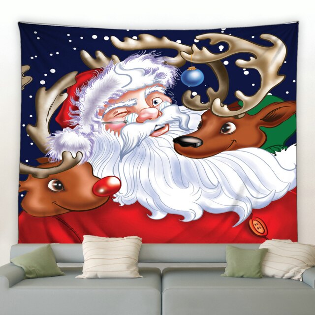 Santa And Reindeer Christmas Garden Tapestry - Clover Online