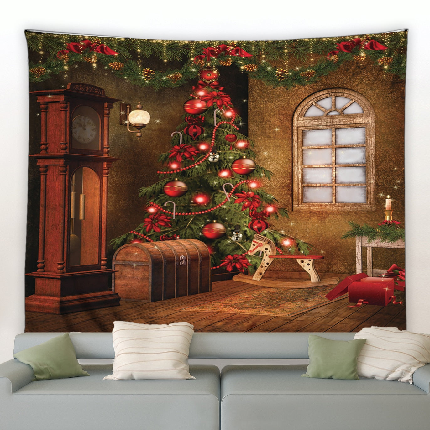 Christmas Tree And Rocking Horse Tapestry - Clover Online