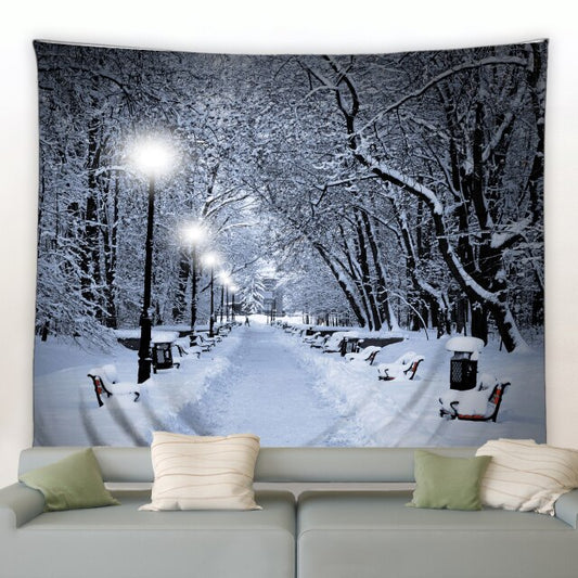 Snowy Winter Walk Garden Tapestry - Clover Online