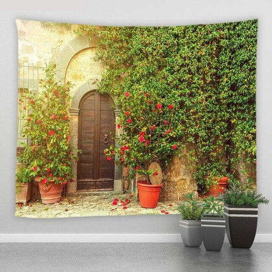 Mediterranean Building Garden Tapestry - Clover Online