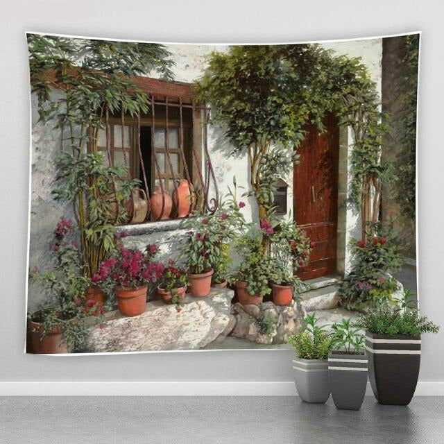 Italian Style Building Garden Tapestry - Clover Online