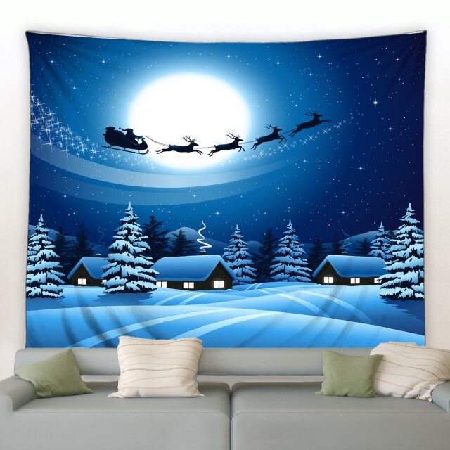Full Moon Santa Sleigh Silhouette Garden Tapestry - Clover Online