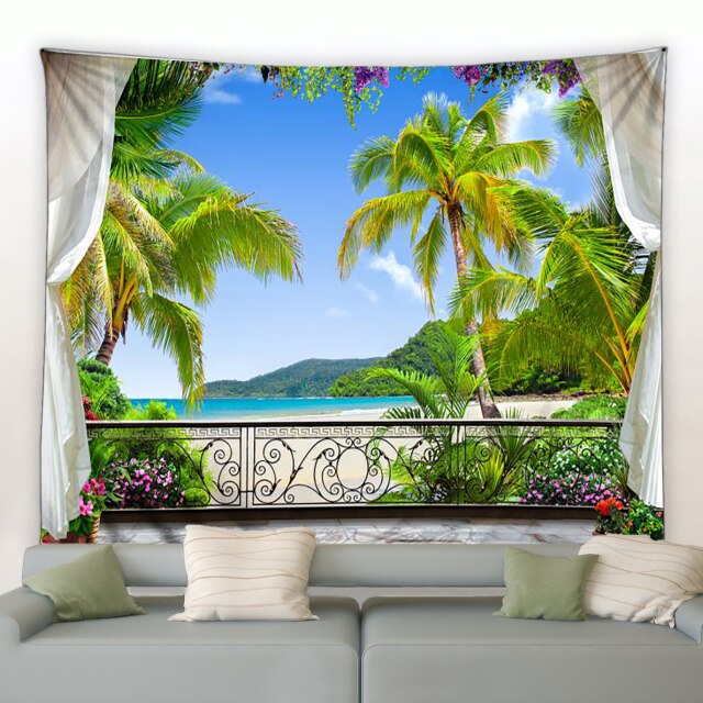Curtain Beach View Garden Tapestry - Clover Online