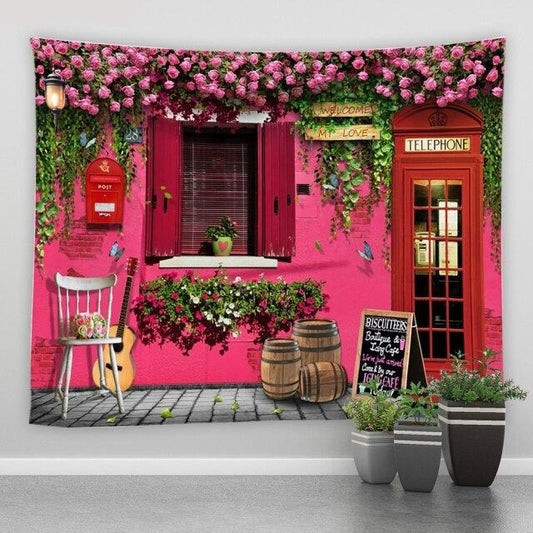 Pink English Café Garden Tapestry - Clover Online